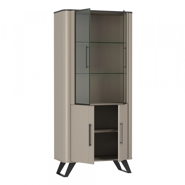 Фото Шкаф-витрина Фиделия 76.01, Серый камень, Мрамор черный