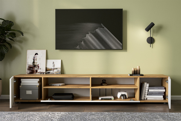 Фото Тумба ТВ Денвер, Дуб золотой, Белый