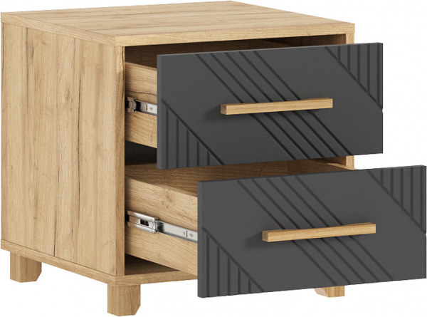 Фото Тумба прикроватная Ирис (2 шт.), Браш Графит, Дуб Крафт