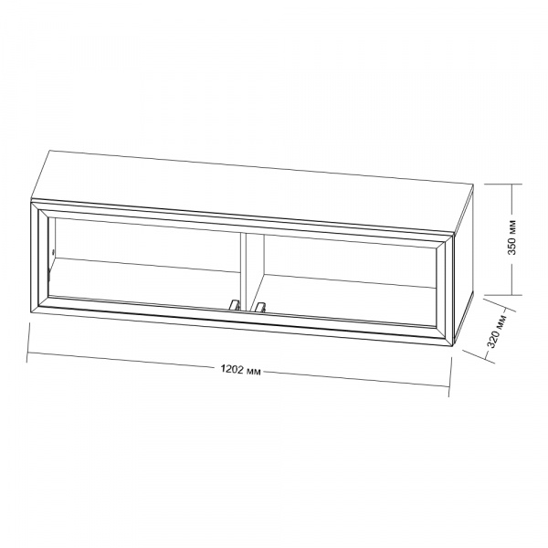 Фото Шкаф навесной горизонтальный со стеклом Шарлиз, 120 см