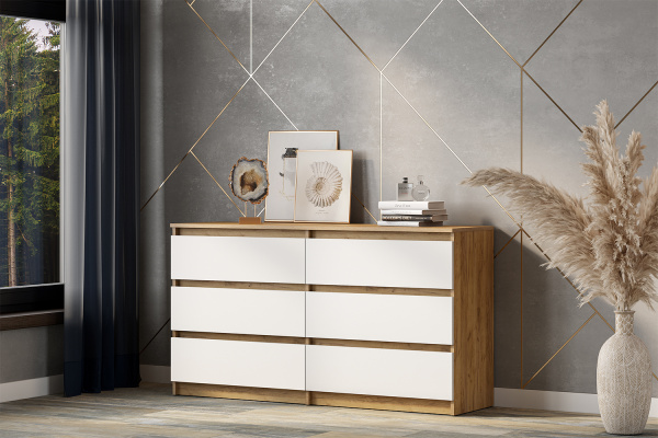 Фото Комод с ящиками 1,38м Денвер, Дуб золотой, Белый