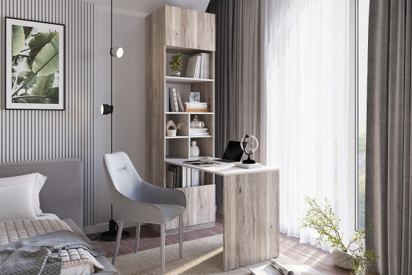 Фото Стол-шкаф Урбан СШ-01, Дуб смоки, Кашемир