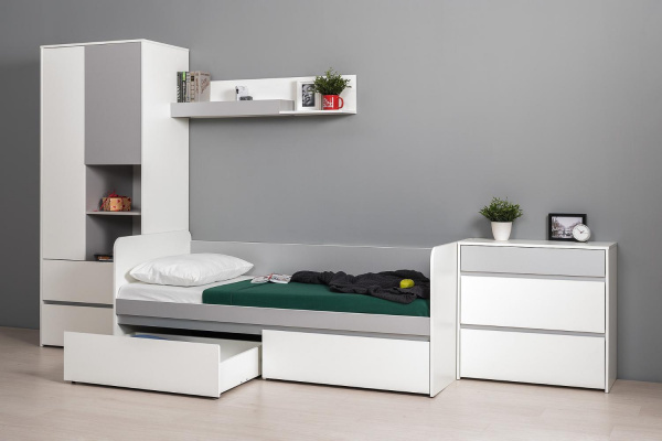 Фото Торонто Комод 13.321 Белый PE шагрень, Стальной Серый