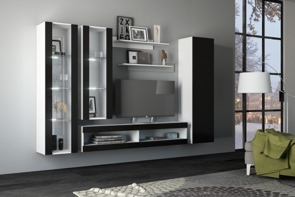 Фото Тумба подвесная Флорис ТБ-007, Черный глянец, Белый