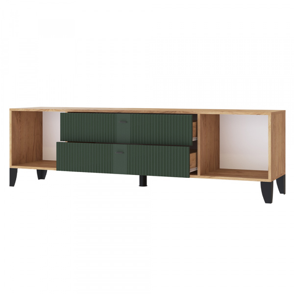 Фото Тумба под телевизор Парус-10, Дуб крафт золотой, Карбон дарк грин