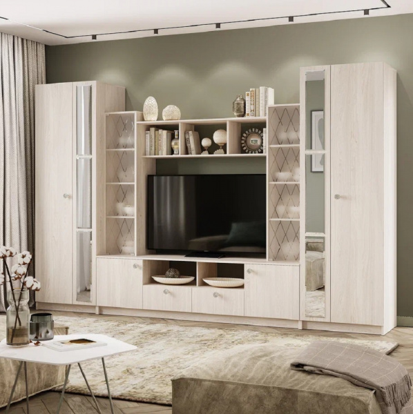 Фото Стенка в гостиную Зарина ЦС-01, ясень белый