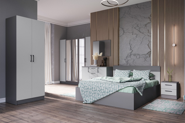 Фото Тумба прикроватная Вегас, Графит серый, Камень серый