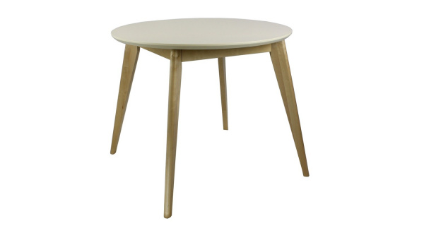 Фото Стол обеденный круглый Олсон Мини 100, слоновая кость/натуральный