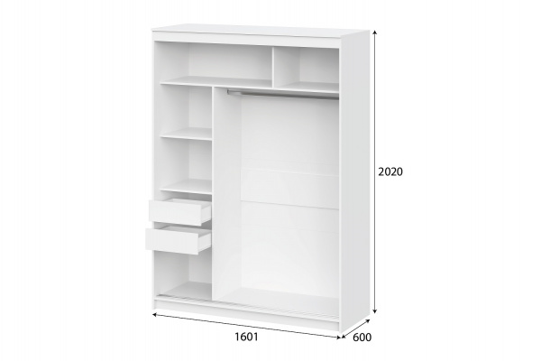Фото Шкаф-купе "ШКП 3" (1,6) Белый текстурный