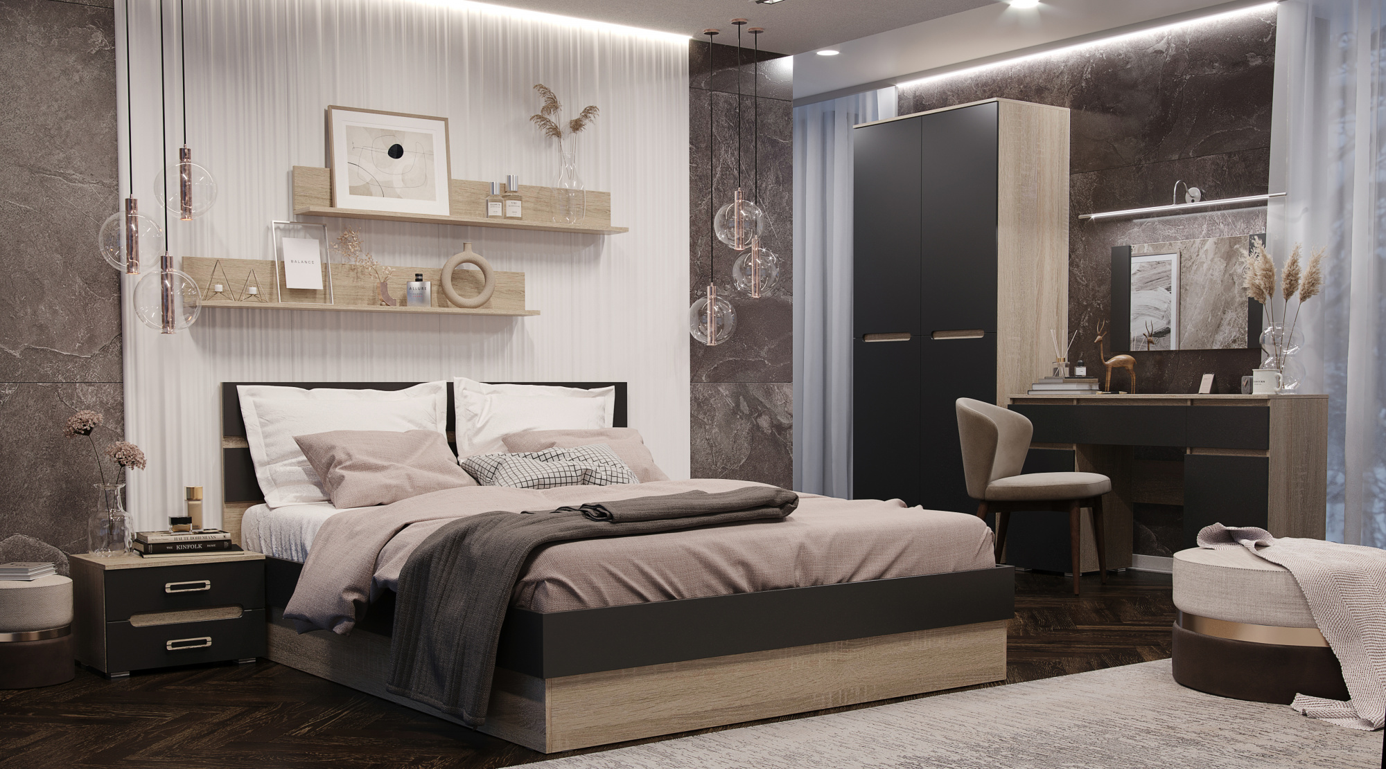 Фото Стол туалетный Ким, Графит софт, Сонома