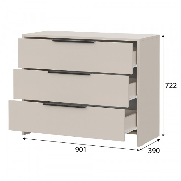 Фото Комод 3 ящика Камелия, Меланж