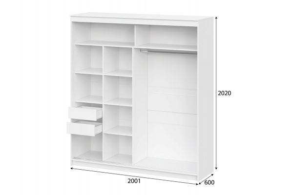 Фото Шкаф-купе "ШКП 3" (2,0) Белый текстурный