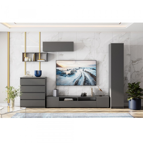 Фото Полка книжная навесная Денвер, графит