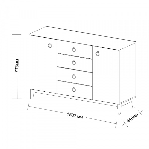 Фото Комод с ящиками и стеклянными дверцами Шарлиз