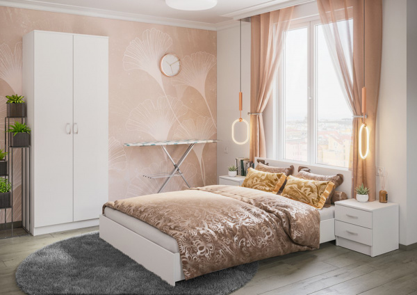 Фото Кровать 160х200 с основанием ДСП Ронда КР-160, белый