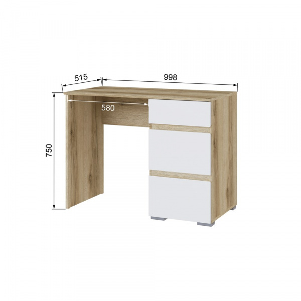 Фото Столик туалетный Плейона, Дуб Делано, Белый