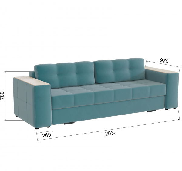 Фото Диван раскладной Виконт, бирюза/мдф клен кремовый