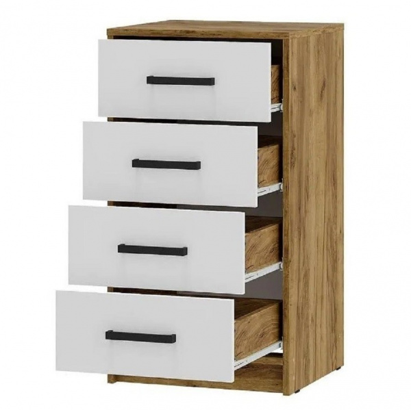 Фото Комод высокий Мия КМ-02, крафт/белый