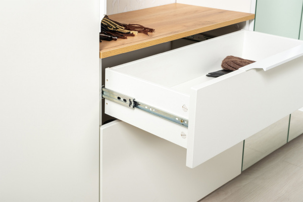 Фото Тумба для обуви Октава 16.127, Белый шагрень, Дуб золотой