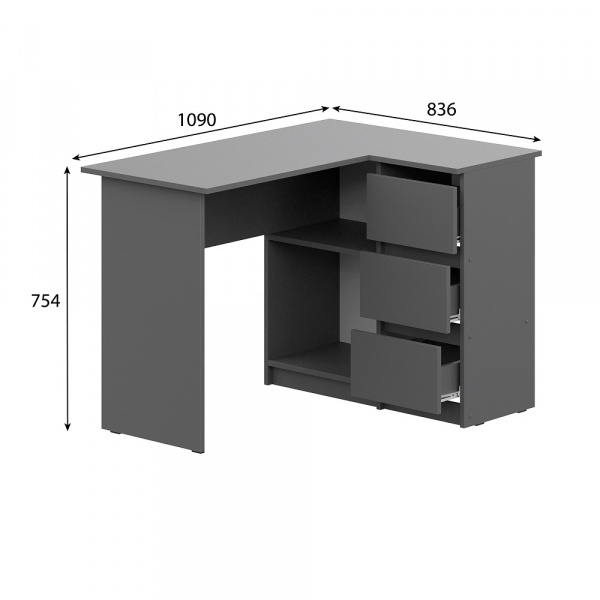 Фото Стол угловой Денвер, графит