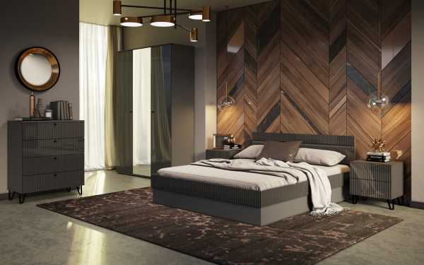 Фото Кровать с подъемным механизмом Оливия, Графит глянец, Графит