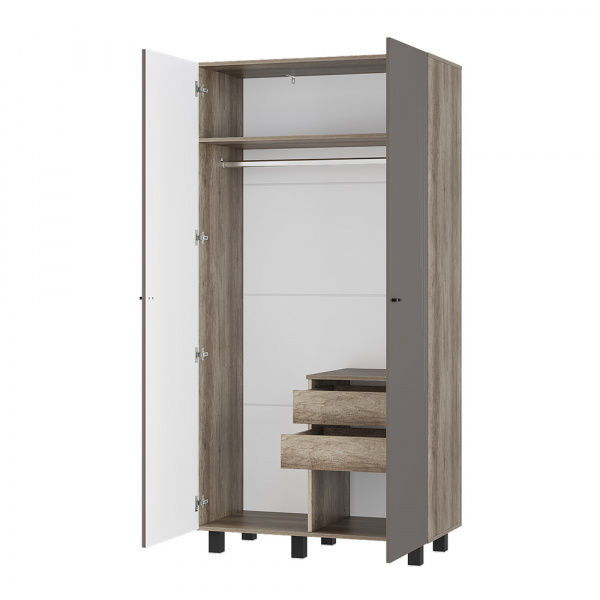 Фото Шкаф 2-х створчатый Олива ШК-03, Дуб каньон, Муссон софт