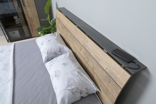 Фото Кровать с ортопедическим основанием Трувор 11.34 N, Дуб Гранж Песочный, Интра