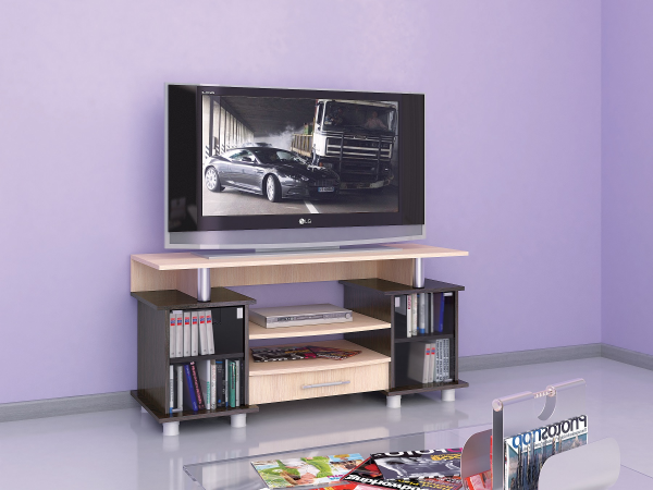 Фото Тумба для ТВ с полками 003 К2, венге/дуб молочный