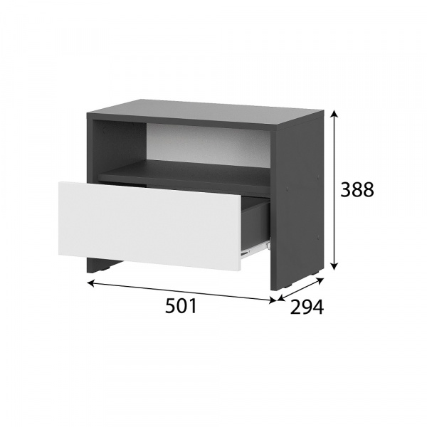 Фото Тумба прикроватная Дольче Графит, Белый