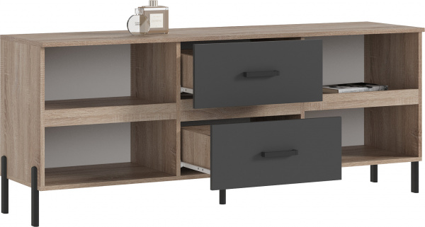 Фото Тумба для ТВ Ким (металл), Графит софт, Сонома