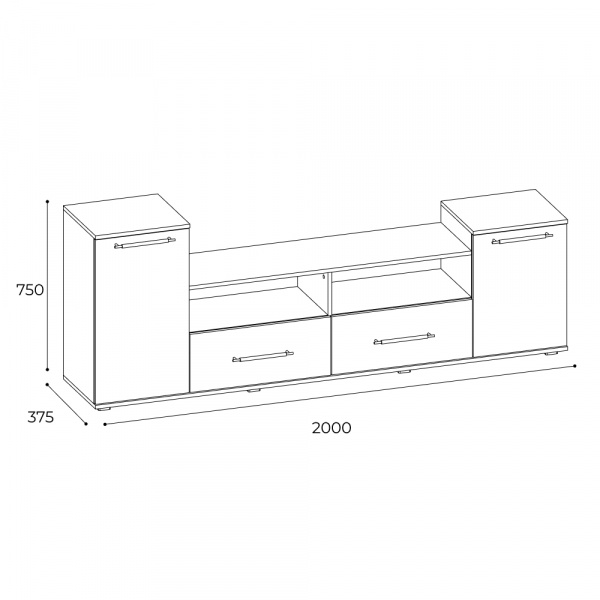 Фото Тумба под ТВ Парус 2, венге/дуб молочный