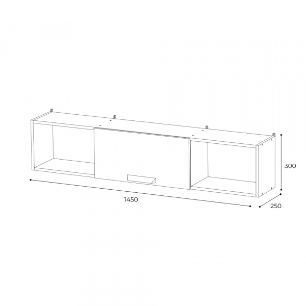 Фото Полка навесная 1450 Квартет-13, дуб крафт/графит