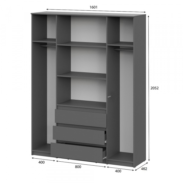 Фото Шкаф для одежды и белья 4х дверный Денвер, графит