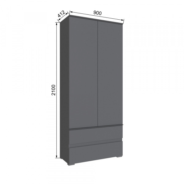Фото Шкаф для одежды и белья Плейона, Графит серый