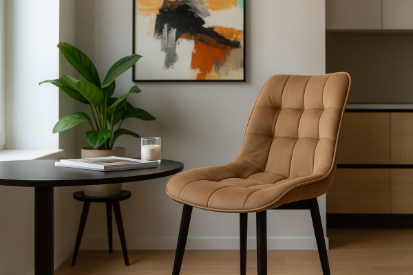 Фото Стул "Бостон" черный матовый Velutto 03 капучино