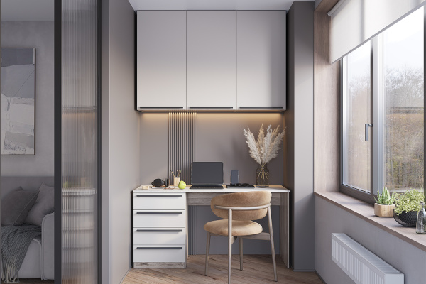 Фото Стол письменный ПС-05, Дуб смоки, Кашемир