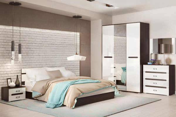 Фото Зеркало Ким, Белый глянец холодный, Венге