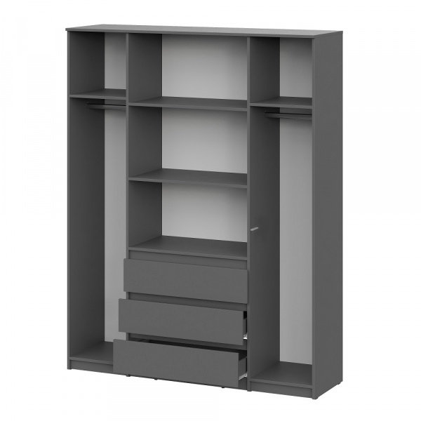 Фото Шкаф для одежды и белья 4х дверный Денвер, графит