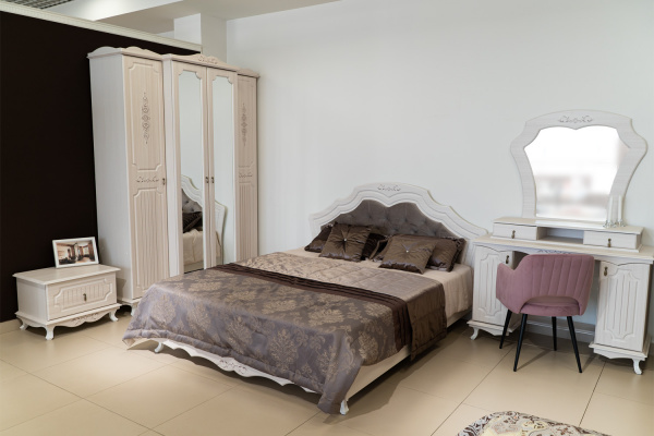 Фото Кровать с ортопедическим основанием Кантри 06.121, Вудлайн кремовый, Белый