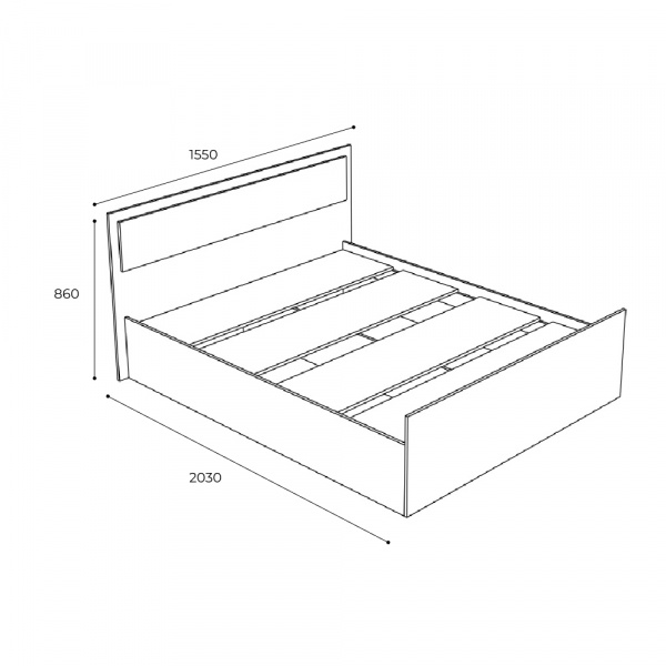 Фото Кровать с проложками ДСП Фиеста LIGHT 140х200, венге