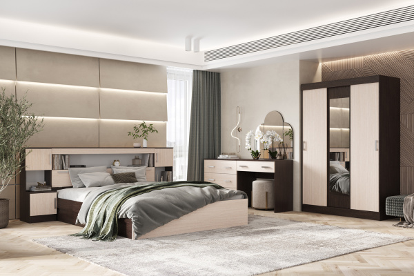 Фото Тумба прикроватная Бася (2 шт.), Дуб беленый, Венге