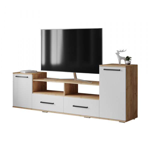 Фото Тумба под ТВ Парус 2, дуб крафт золотой/белый