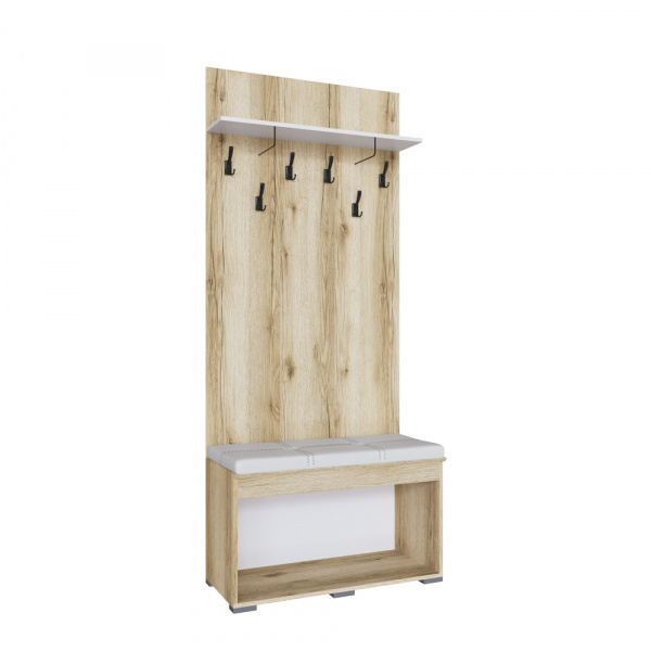 Фото Тумба с вешалкой Плейона, Дуб Делано, Белый