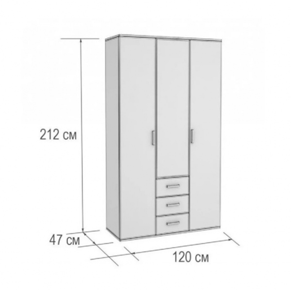 Фото Шкаф трехдверный Белла, венге/ясень белый