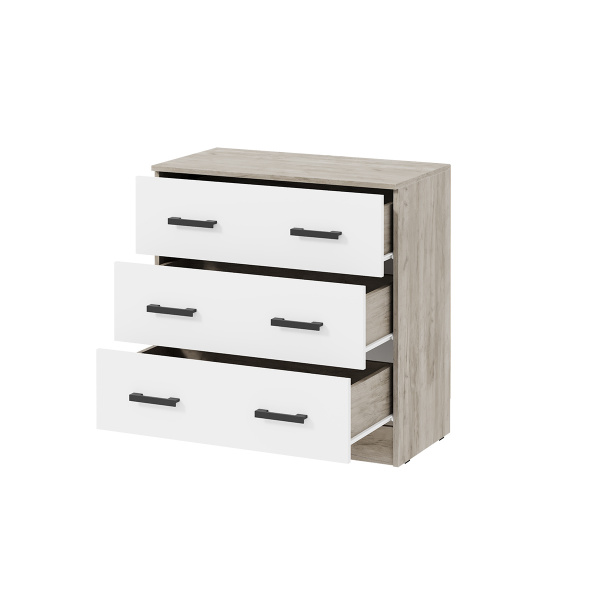 Фото Комод Ронда КМ-02, Дуб крафт серый, Белый