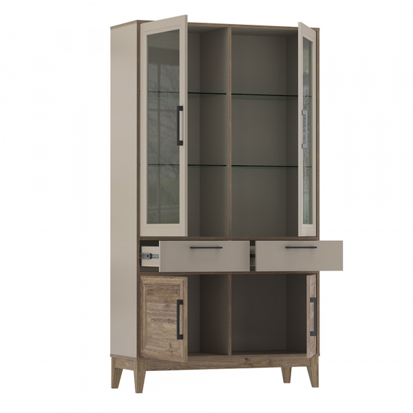 Фото Шкаф-витрина Сарита 75.02, Серый камень, Дуб давос