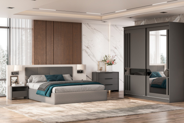 Фото Кровать с основанием двойная №4, Серый