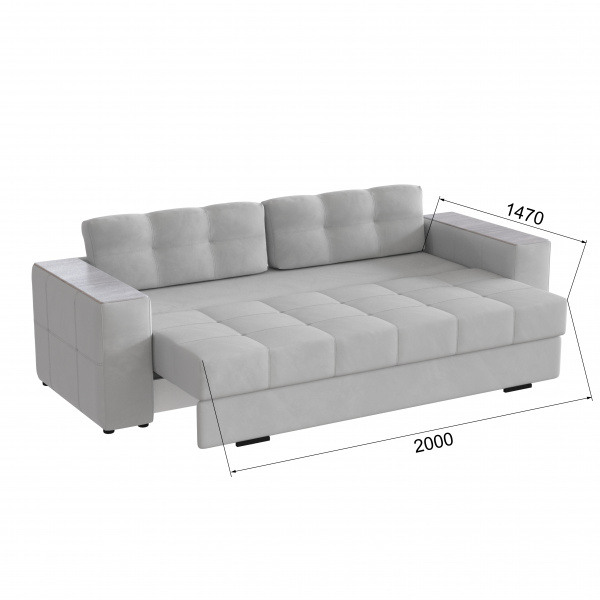 Фото Диван раскладной Нави, светло-серый/мдф холст белый