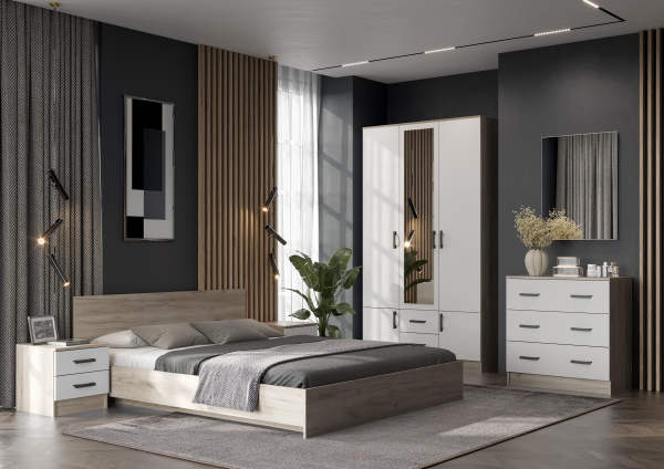 Фото Комод Ронда КМ-02, Дуб крафт серый, Белый