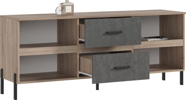 Фото Тумба для ТВ Ким (металл), Бетон темный, Сонома